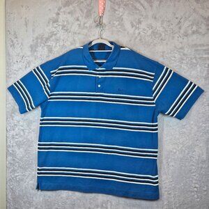 Kani Gold Mens Polo Shirt 4X Blue Stripe Short Sleeve casual breathable vacation